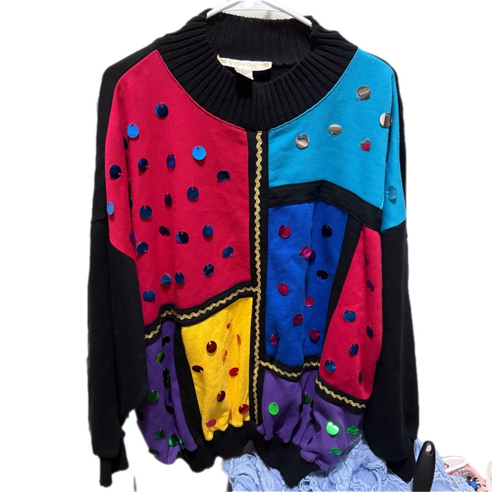 Vintage 1980’s Colorful Patchwork Women's Sweater